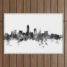 cleveland ohio skyline outdoor rug by