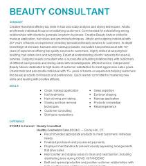 beauty consultant resume exles