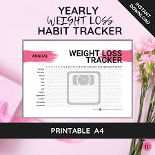 yearly weight loss habit tracker chart