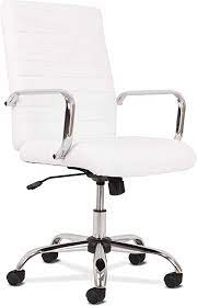 Find quality office desk chairs, including leather office chairs and office desk chairs upholstered in performance fabrics, here and now. Amazon Com Sadie Executive Computer Chair Fixed Arm For Office Desk White Leather With Chrome Accents Furniture Decor