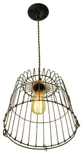 Rustic Wire Basket Light Industrial Pendant Lighting By Loft Essentials
