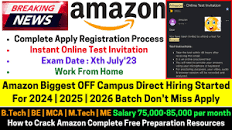 Amazon Biggest OFF Campus Direct Mass Hiring Started For 2024 | 2025 | 2026  Batch - Don't Miss Apply