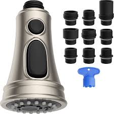 hibbent kitchen faucet head replacement pull down faucet spray head 3 function kitchen faucet sprayer nozzle with 9 adapters compatible with moen