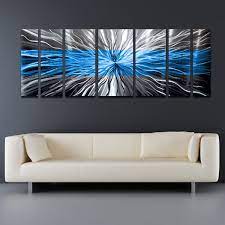 Metal Wall Art Blue Modern Abstract
