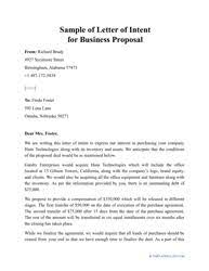 sle letter of intent for business