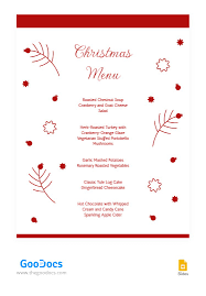 red pattern christmas restaurant menu