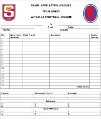 Football Sheets Free Download Foot Ball Team Sheet Template