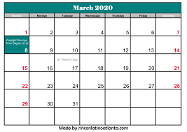 March 2020 Calendar Printable Template Calendar Template