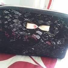 victoria secret lacey black makeup bag