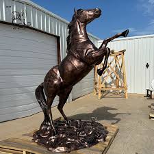 Horse Sculptures Copper Metal Animal