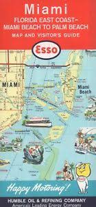 Detailed map of florida east coast. 1963 Esso Road Map Miami Florida East Coast Miami Beach To Palm Beach Nos Ebay