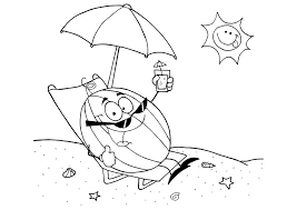 Free printable watermelon coloring pages. Mr Watermelon On The Beach Coloring Page Free Printable Coloring Pages For Kids