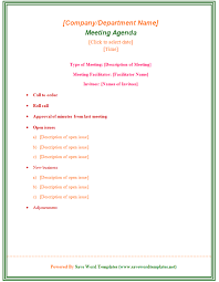 Enticing Template Word Sample For Meeting Agenda With Type Of