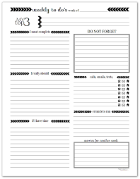 Black And White Weekly To Do List Printables