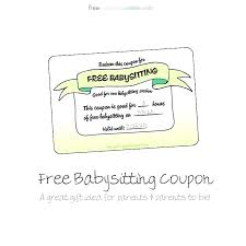 Free Babysitting Coupon Template Crafts Babysitter Gifts