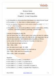 Linear Inequalities Class 11 Notes Cbse