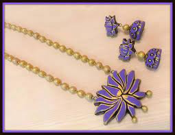 sowjy purple gold terracotta necklace jhumkas terracotta jewelry