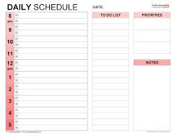free daily schedules for excel 30