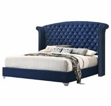 melody pacific blue velvet queen bed by