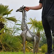 3ft Recycled Metal Standing Giraffe