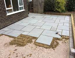 Grey Indian Stone Patio Installation In
