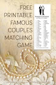 Nov 04, 2021 · these fun wedding couple trivia questions will lead you through all the wedding meanings and traditions that are years old. Famous Couples Matching Game Flanders Family Homelife
