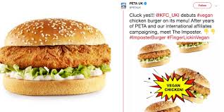 Peta Applauds Kfcs Modest Vegan Imposter Burger Trial The