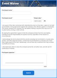 waiver form template formsite
