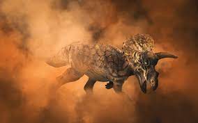 triceratops dinosaur on smoke background