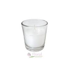 Clear Glass Votive With White Wax 2 5