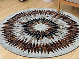 leather cowhide round rug cow skin