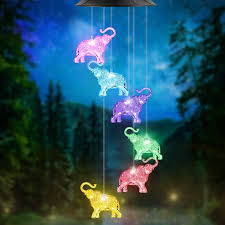 Wind Chimes Outdoor Elephant Solar