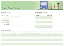 family travel planner template in excel