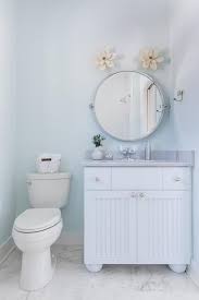 White And Pale Blue Powder Room Colors