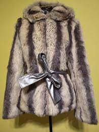 Faux Chinchilla Fur Hooded Coat Size