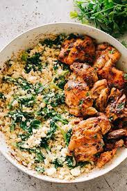 Cauliflower Rice With Chicken And Spinach gambar png