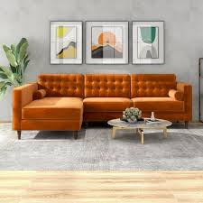 Corner Sectional Sofa In Burnt Orange
