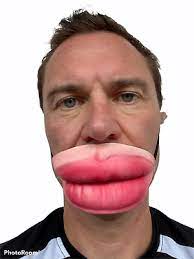 funny half face big lips mask fat lip