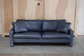 Vintage Conseta Blue Leather Sofa From