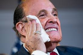 Lawyer to us president donald trump and former mayor of new york city rudy giuliani gave a press conference on thursday to make unfounded claims of voter fraud during the november presidential election lost by mr trump. Why Is Rudy Giuliani Hair Dye Trending And Why Was He Sweating At The Election Press Conference