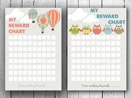 Hot Air Balloon Owl Reward Chart Chore Chart Printable