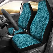 Teal Blue Leopard Skin Car Seat Covers