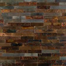 Copper backsplashes can easily fit most of cabinetry colors: Distressed Copper Peel And Stick Metal Wall Panel 6 X 24 100587153 Floor And Decor