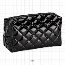 the quilted small cosmetic bag black