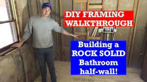 bathroom half wall framing diy you