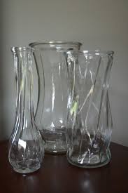 Set Of 3 Clear Glass Vases Large Medium