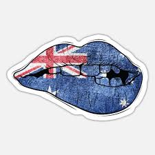 australia mouth biting lips flag