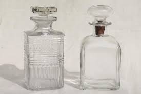 vintage glass decanters etched glass