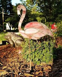 Ooak Stained Glass Pink Flamingo Garden