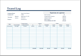 Customizable Travel Log Template For Excel Formal Word